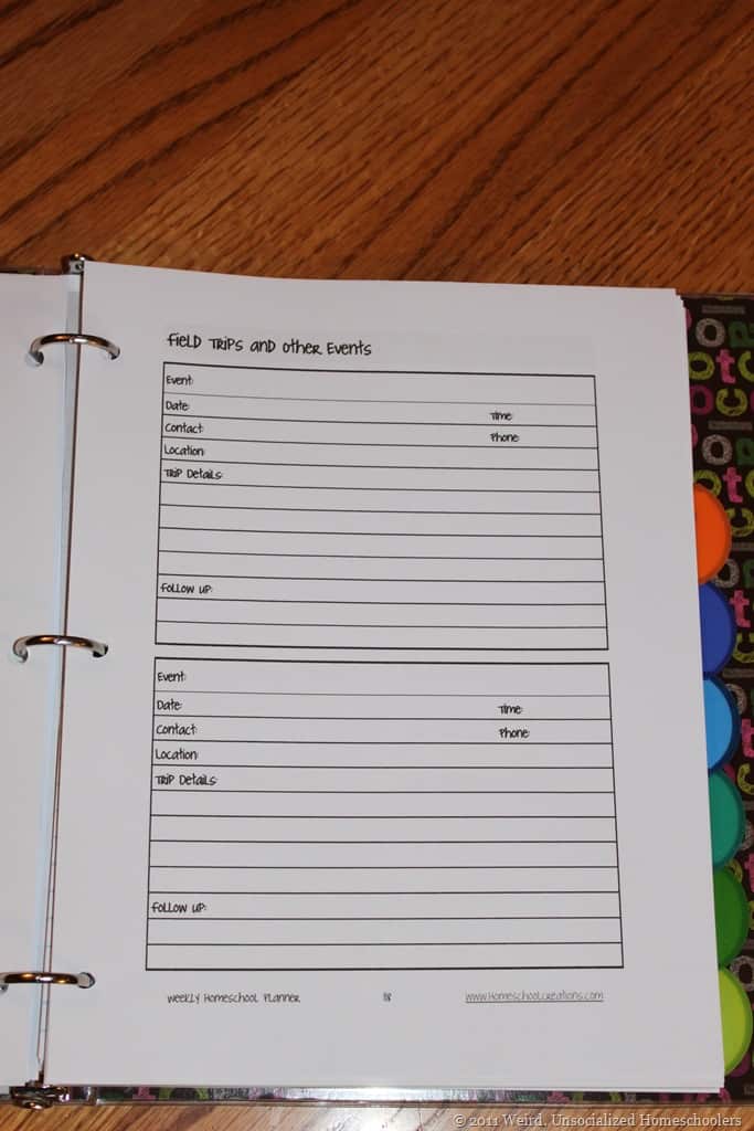 field trip planning pages