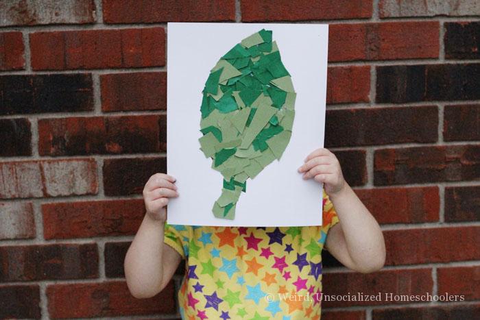 how to make a leaf collage 