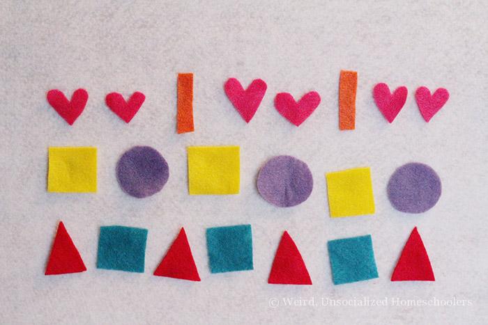 Create a Repeating Math Patterns on a felt board