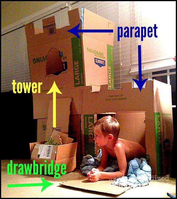 DIY cardboard box castle